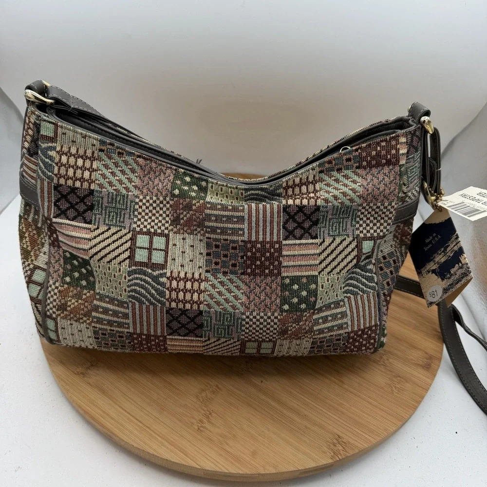 Vintage SAS Purse Shoulder‎ Bag Multicolor Patchwork Tapestry Jacquard NWT